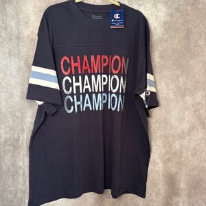 NWT Champion Classic Logo Shirt Mens Big & Tall 2XL Navy Blue‎ White Red